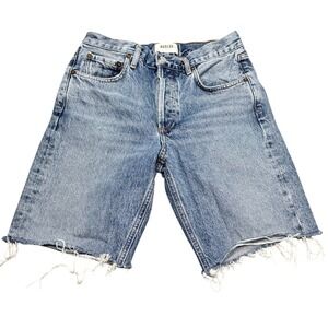 AGOLDE Carrie Denim Shorts Size 25 Button Fly Distressed Hem Light Wash